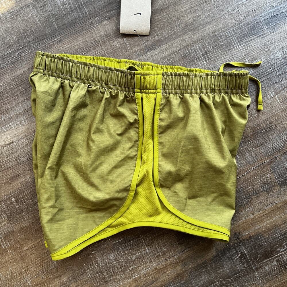 Nike Running Shorts Large Womens 3" Dri Fit Tempo Green Brief Lined - Picture 5 of 9